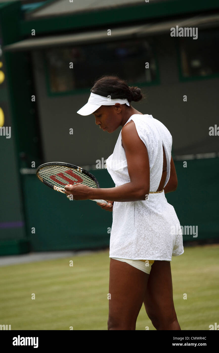 Venus Williams (USA) on court in the 2nd Round of the Wimbledon Tennis Championships 2011 Stock Photo