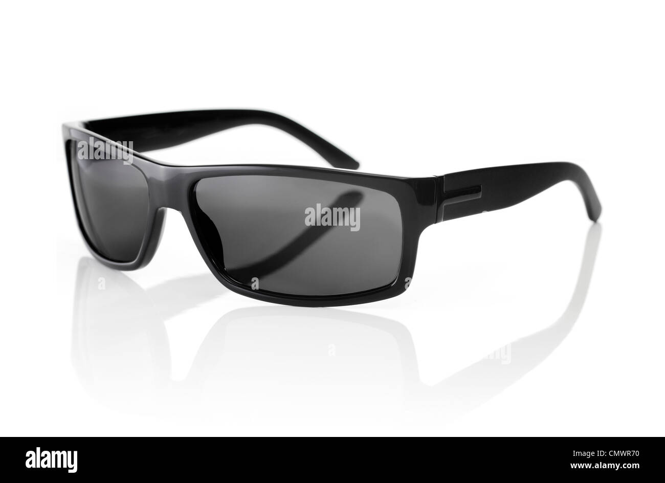 A Pair of quality Sunglasses on white with natural reflection. Stock Photo