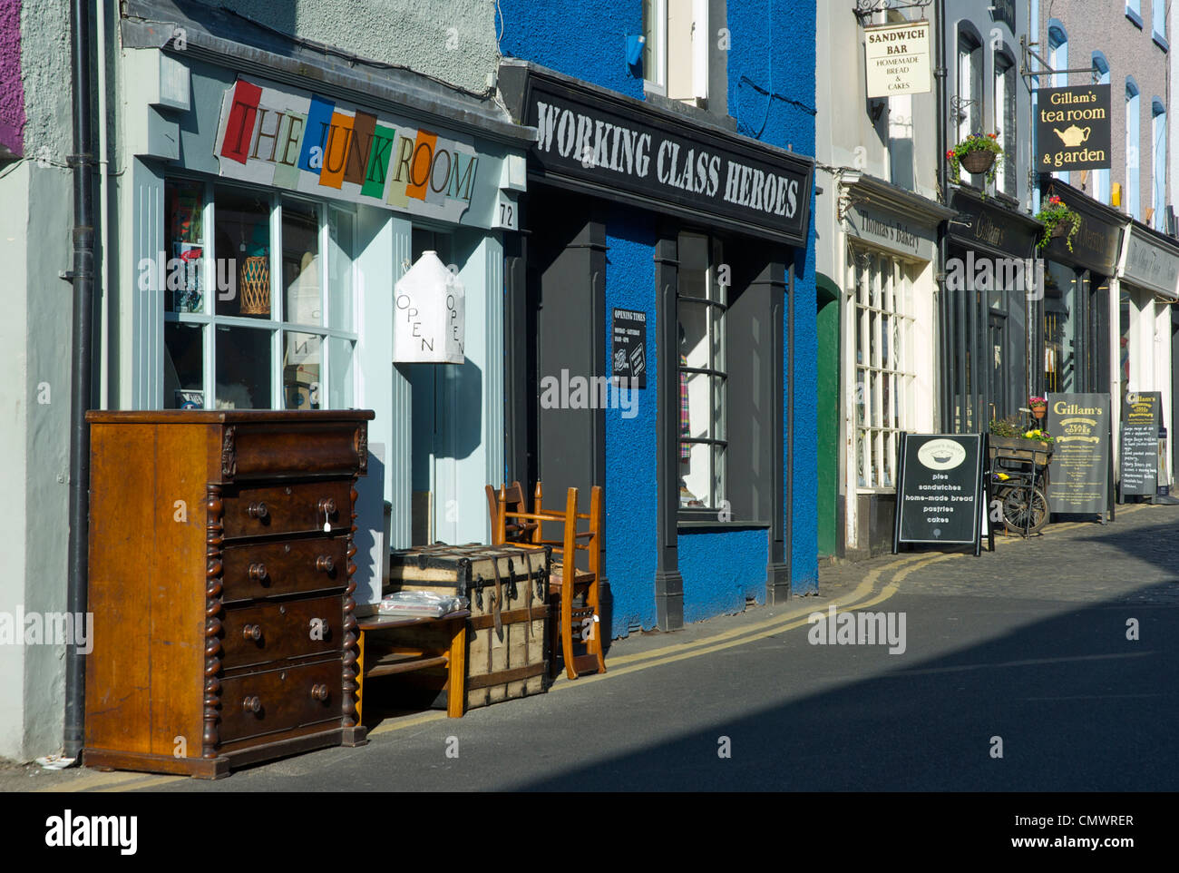 Small, independent shops on Market Street, in the town of Ulverston