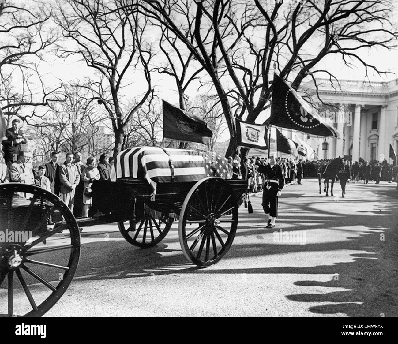 JOHN F KENNEDY (1917-1963) His funeral procession leaves the White House on 25 November 1963 Stock Photo