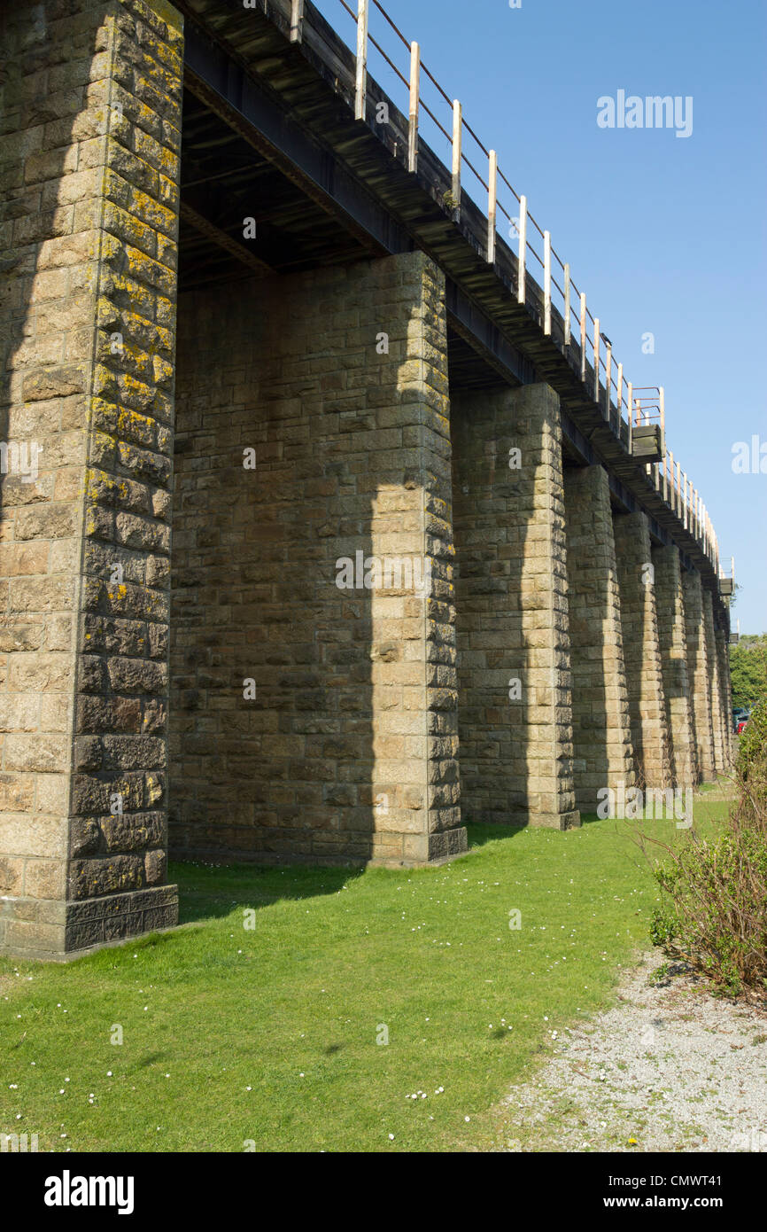 Hayle railway viaduct stone pillars close up, Cornwall UK. Stock Photo