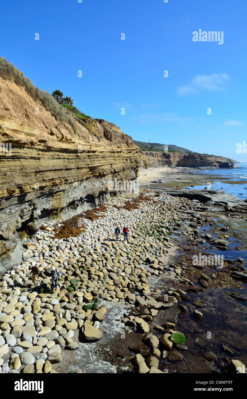 Rocky cliffs along Pacific coast. La Jolla, California, USA. Stock Photo