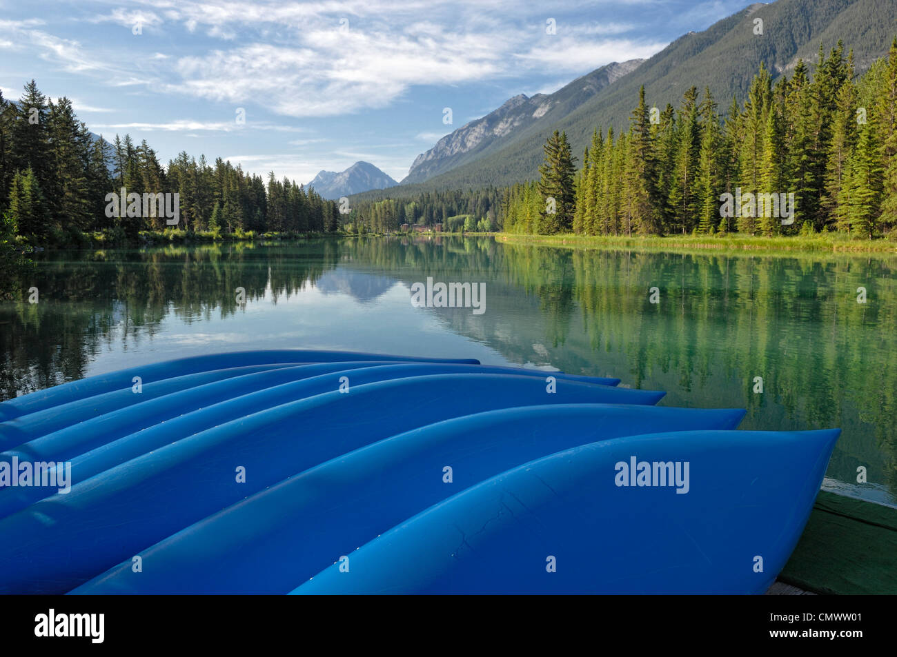 Canoe launch in Banff, Banff National Park, Alberta Stock Photo Alamy