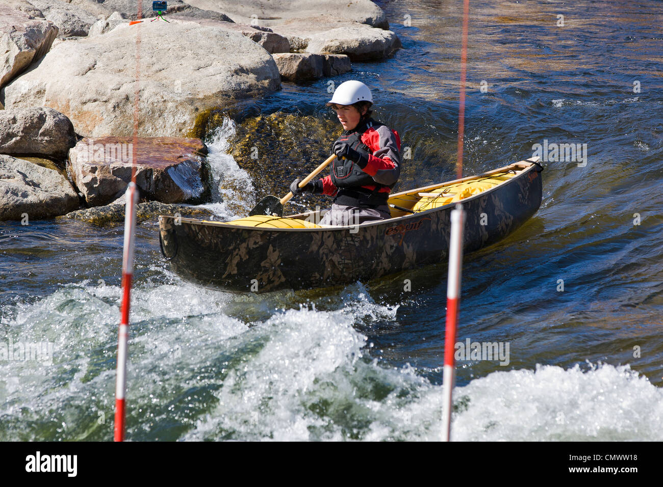 Whitewater canoe & kayak slalom race, Arkansas River, Salida, Colorado, USA Stock Photo Alamy