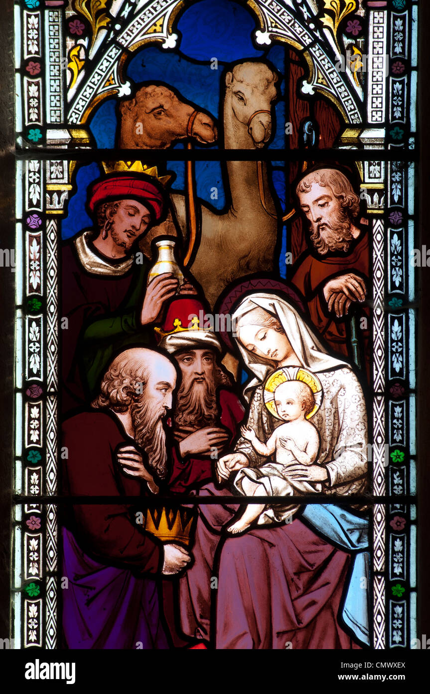 Nativity stained glass, St. Peter and St. Paul Church, Swalcliffe