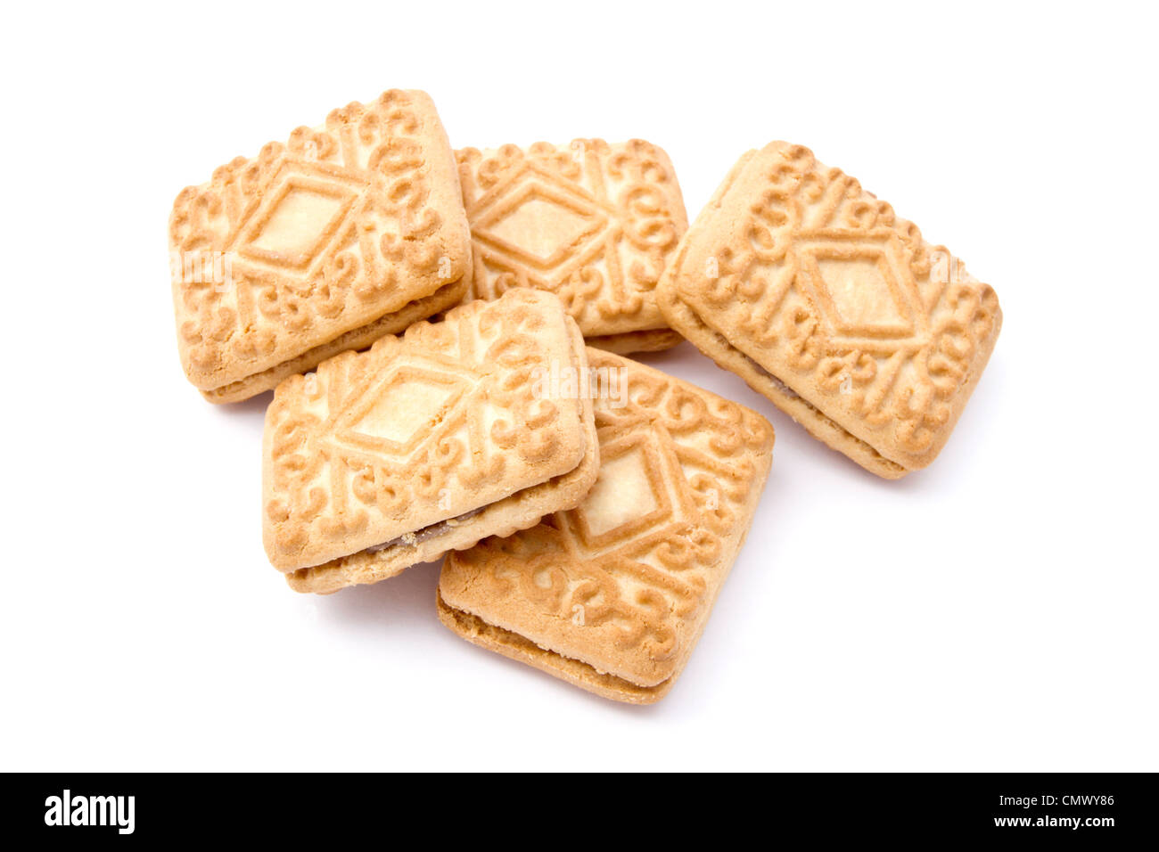 Delicious biscuits closeup on white background Stock Photo Alamy