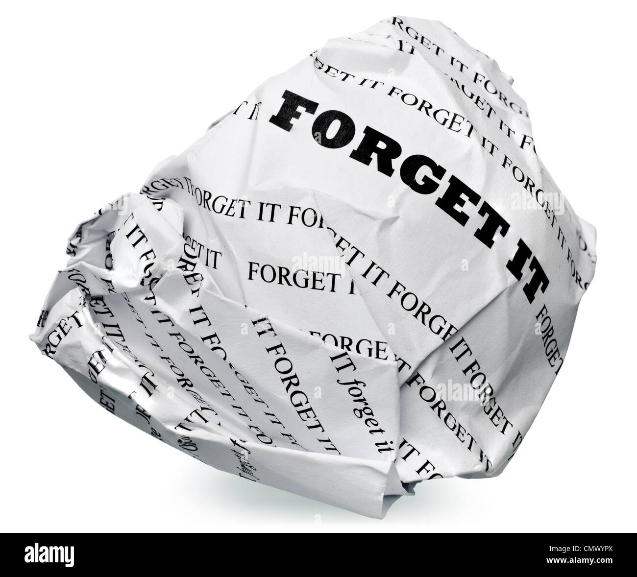 paper ball with text " forget it " and clipping path on a white background Stock Photo