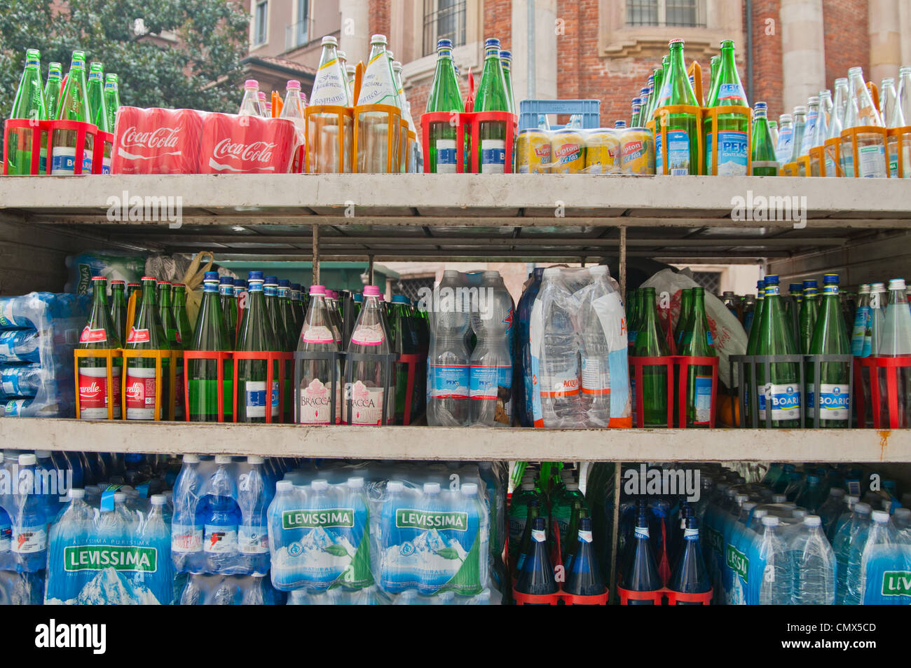 Drinks delivery van in Milan Italy. Stock Photo