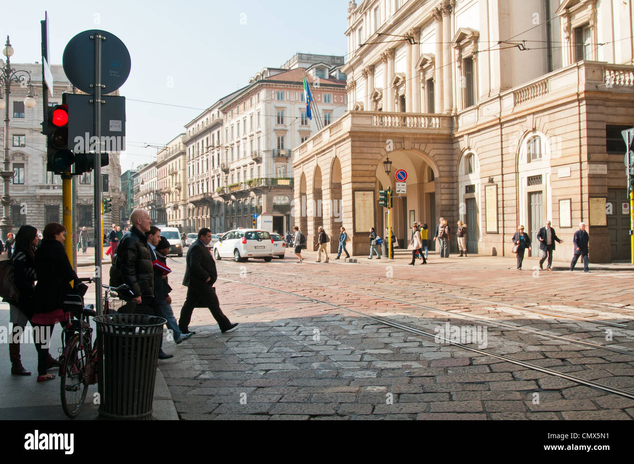 Street scene outside the Teatro alla Scala Stock Photo