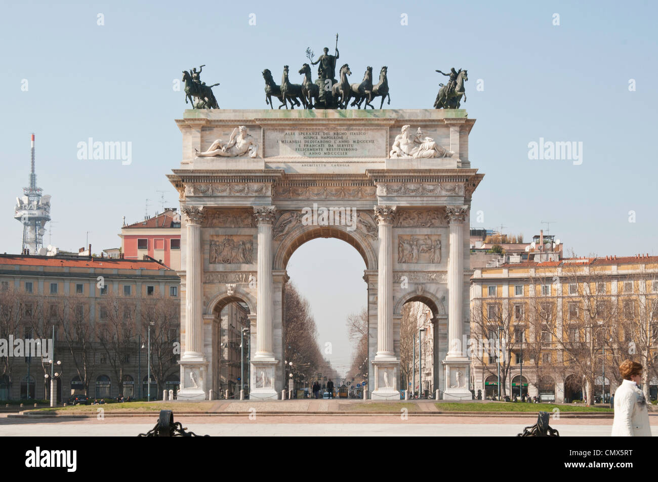 Arco Della Pace at Piazza Sempione in Milan Stock Photo