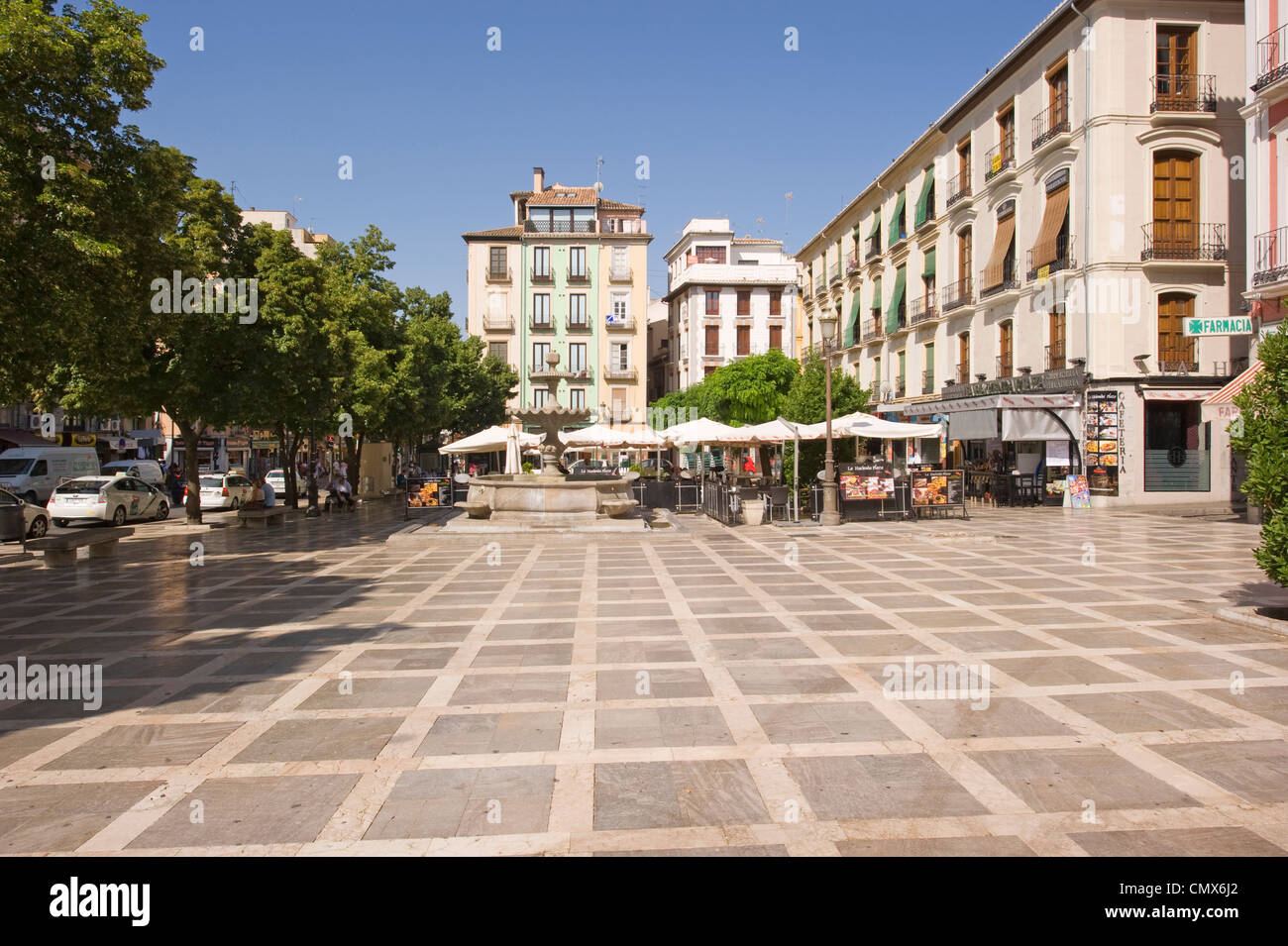 A large plaza with cafes in Granada Andalucia Spain Stock Photo