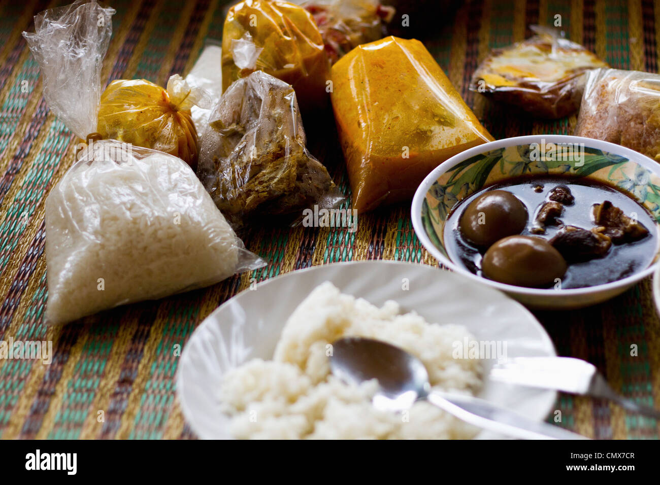 Thailand, Thai food on mat Stock Photo - Alamy