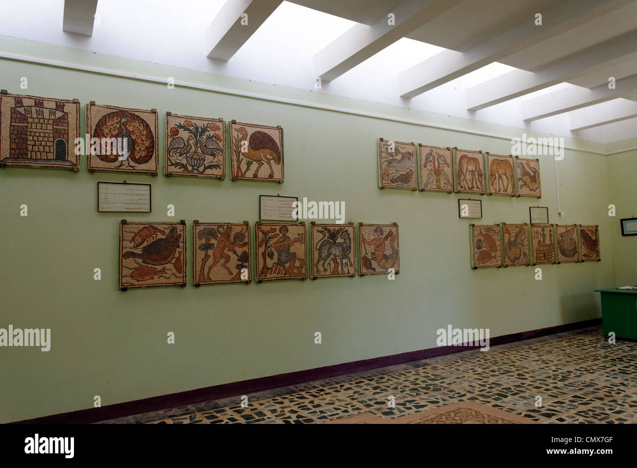 View inside of the museum of some of the extraordinary collection of mosaics that were found in the Eastern Church. Stock Photo