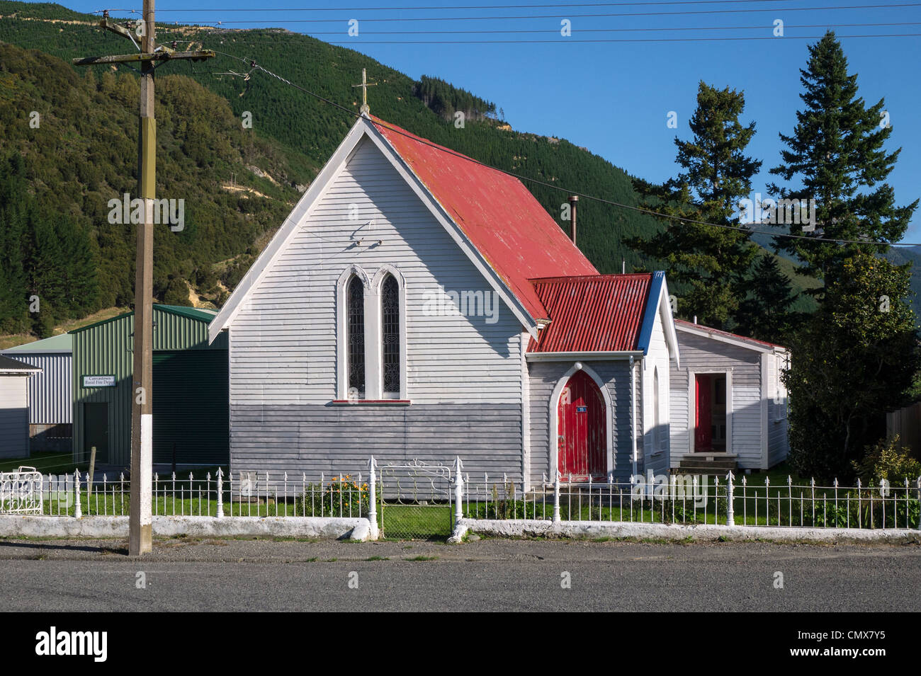 Church at Canvastown, New Zealand, founded in 1864 when gold was