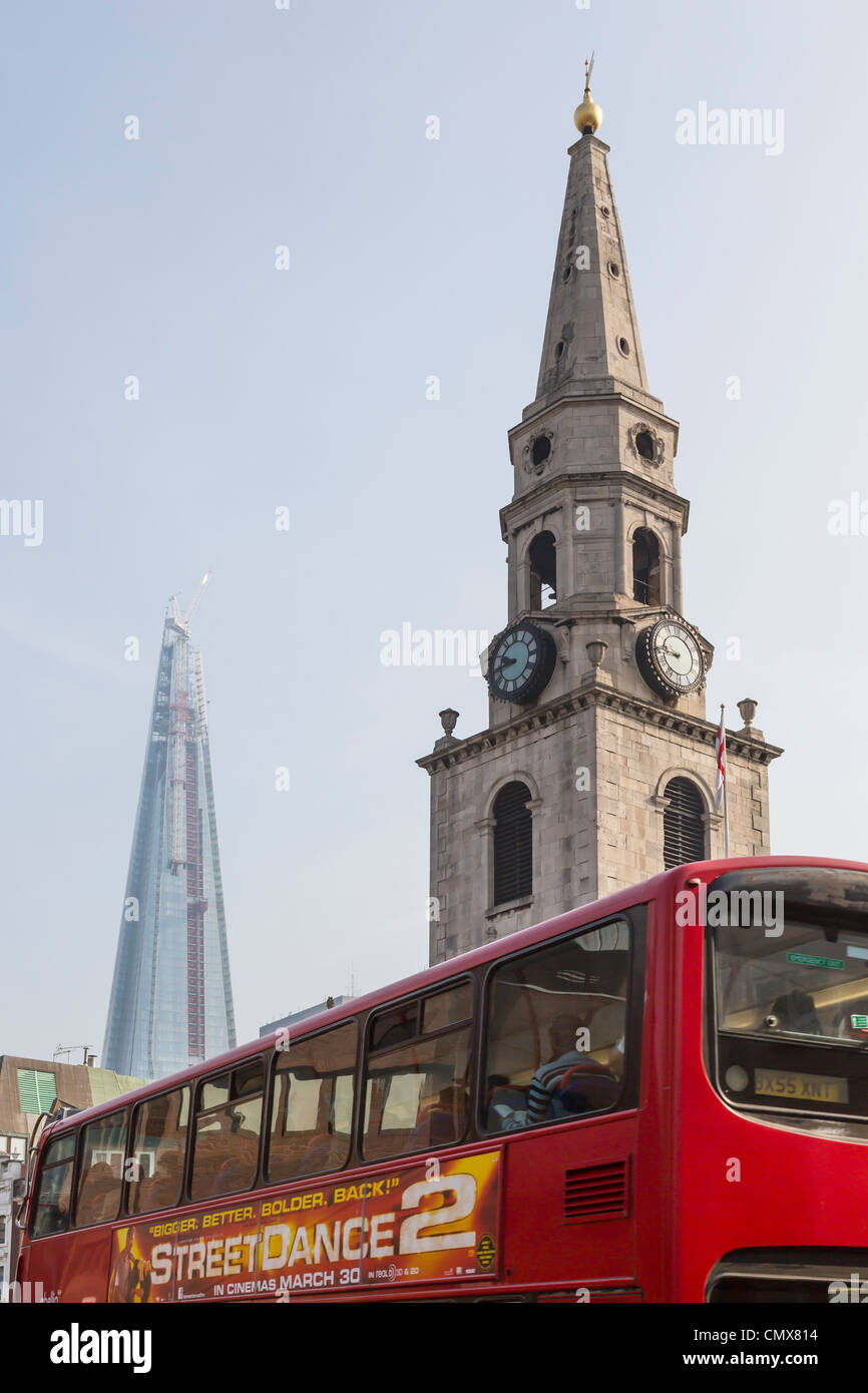 St George the Martyr Borough High Street and the Shard London UK Stock Photo