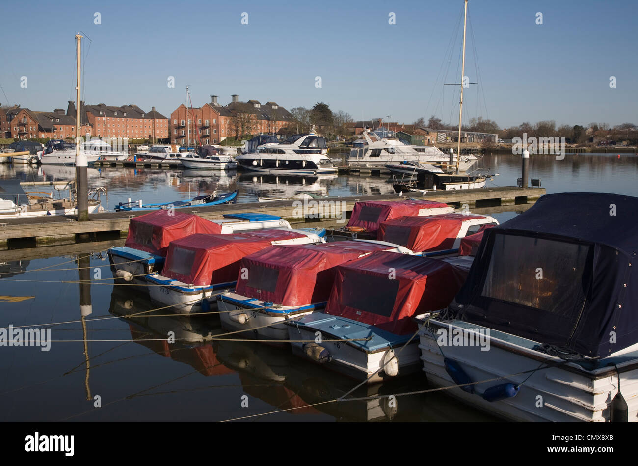 Broadland boats at Oulton Broad, Suffolk, England Stock Photo