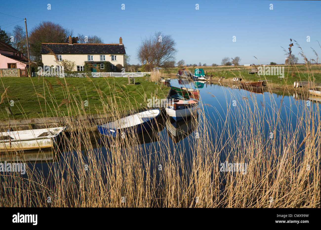 Norfolk Broads landscape at West Somerton, Norfolk, England Stock Photo
