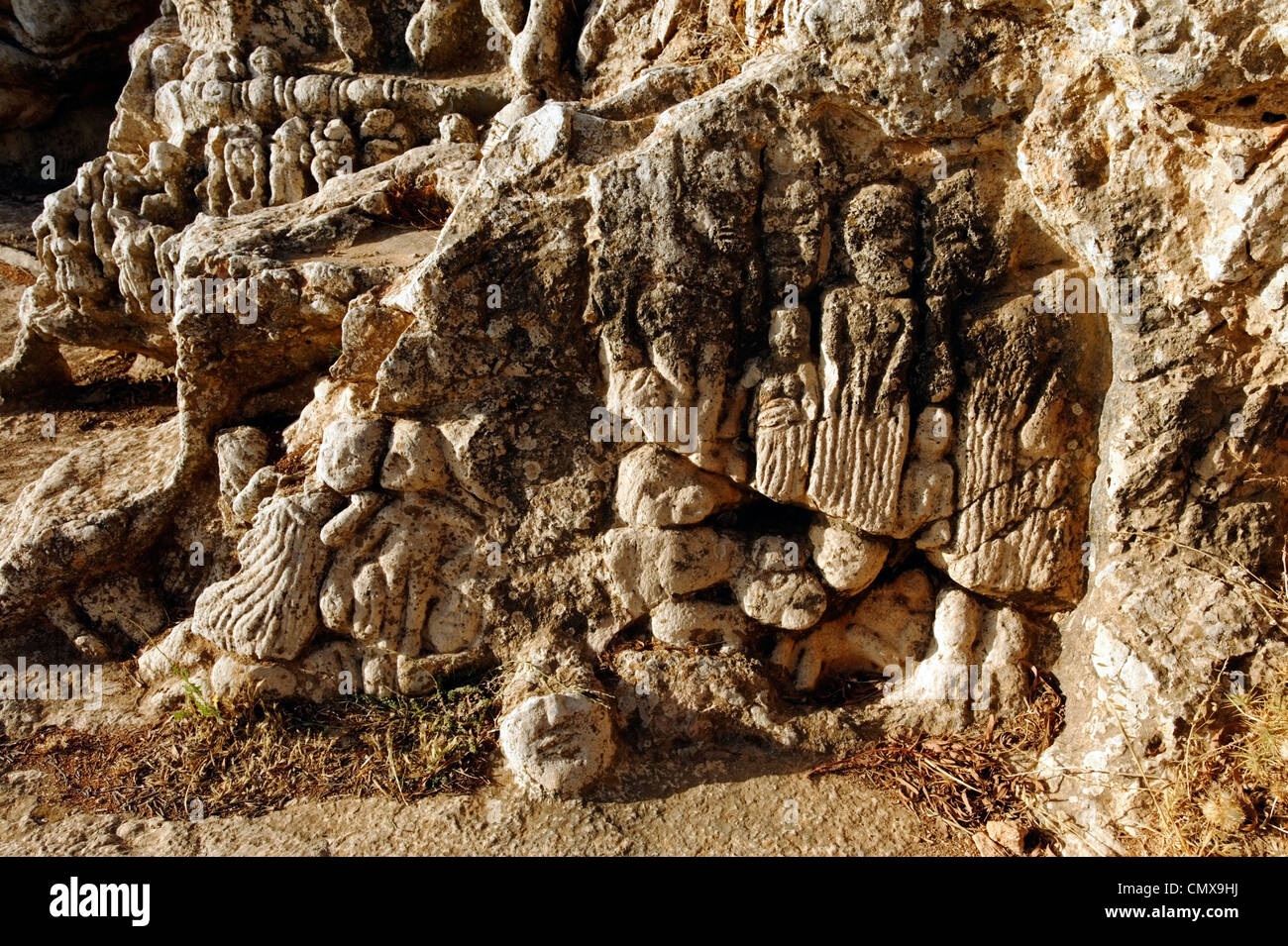 Slonta. Libya. View of the unique rock sculptures at a religious cult sanctuary made by the indigenous Libyan population. Stock Photo