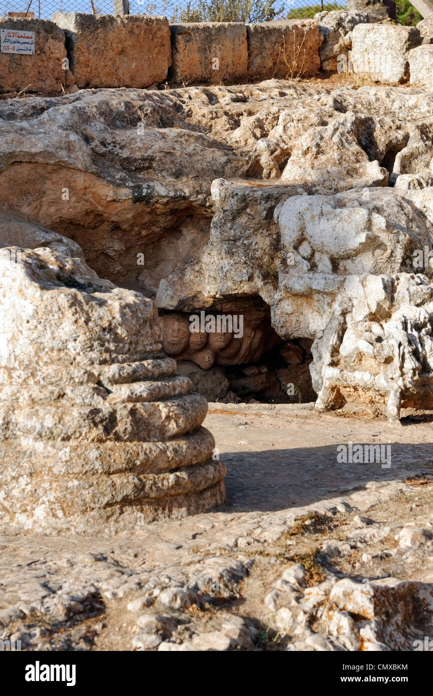 Slonta. Libya. View of the unique rock sculptures at a religious cult sanctuary made by the indigenous Libyan population. Stock Photo