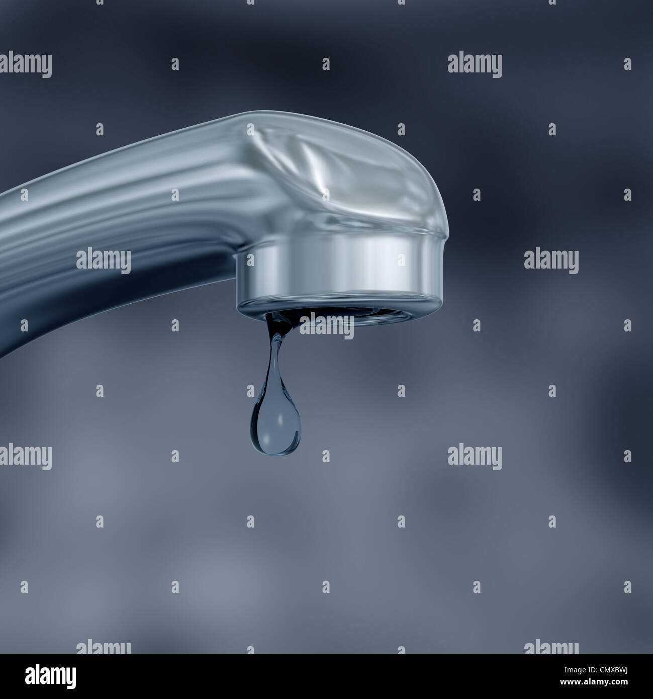 Illustration of a dripping tap showing water being wasted Stock Photo