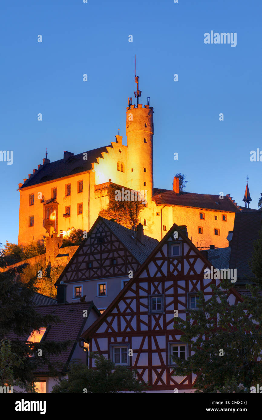Germany, Bavaria, Franconia, Franconian Switzerland, View of Goessweinstein castle at night Stock Photo