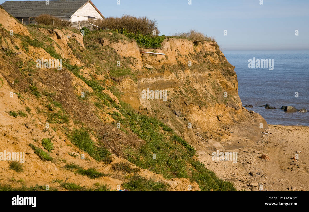 Rapid coastal erosion Happisburgh Norfolk England Stock Photo - Alamy