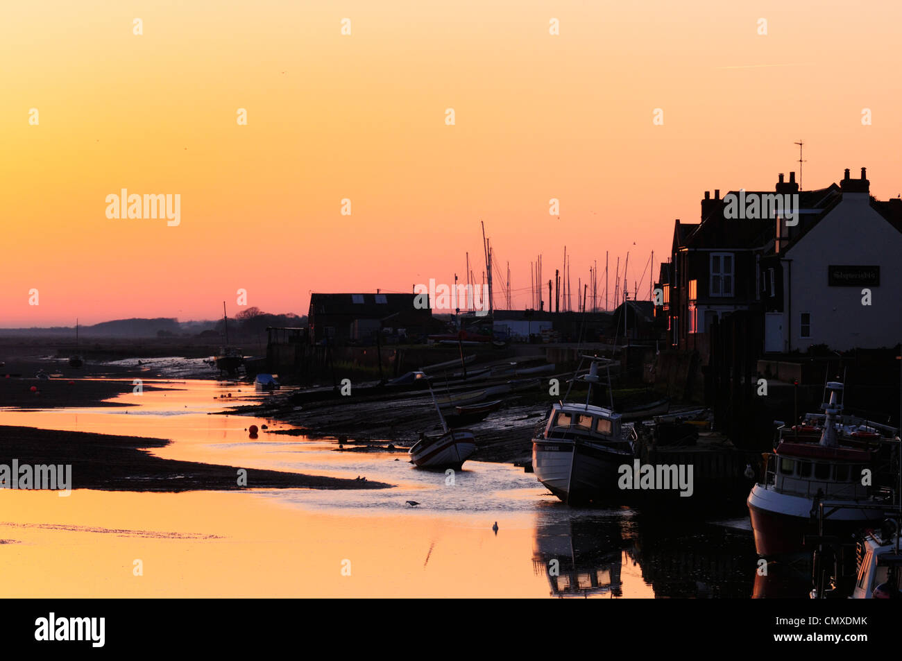 Wells Next The Sea Quayside at Dawn, Norfolk, England, UK Stock Photo