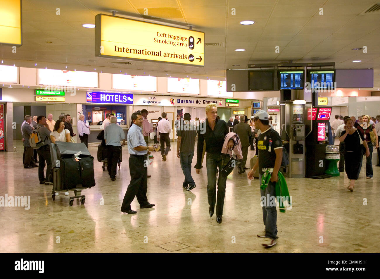 International arrivals lounge at heathrow airport Stock Photo