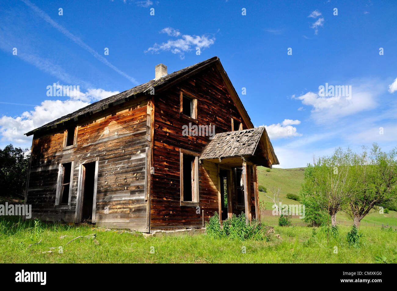 Abandoned house in the Chesnimus area of Wallowa County in Northeast Oregon. Stock Photo