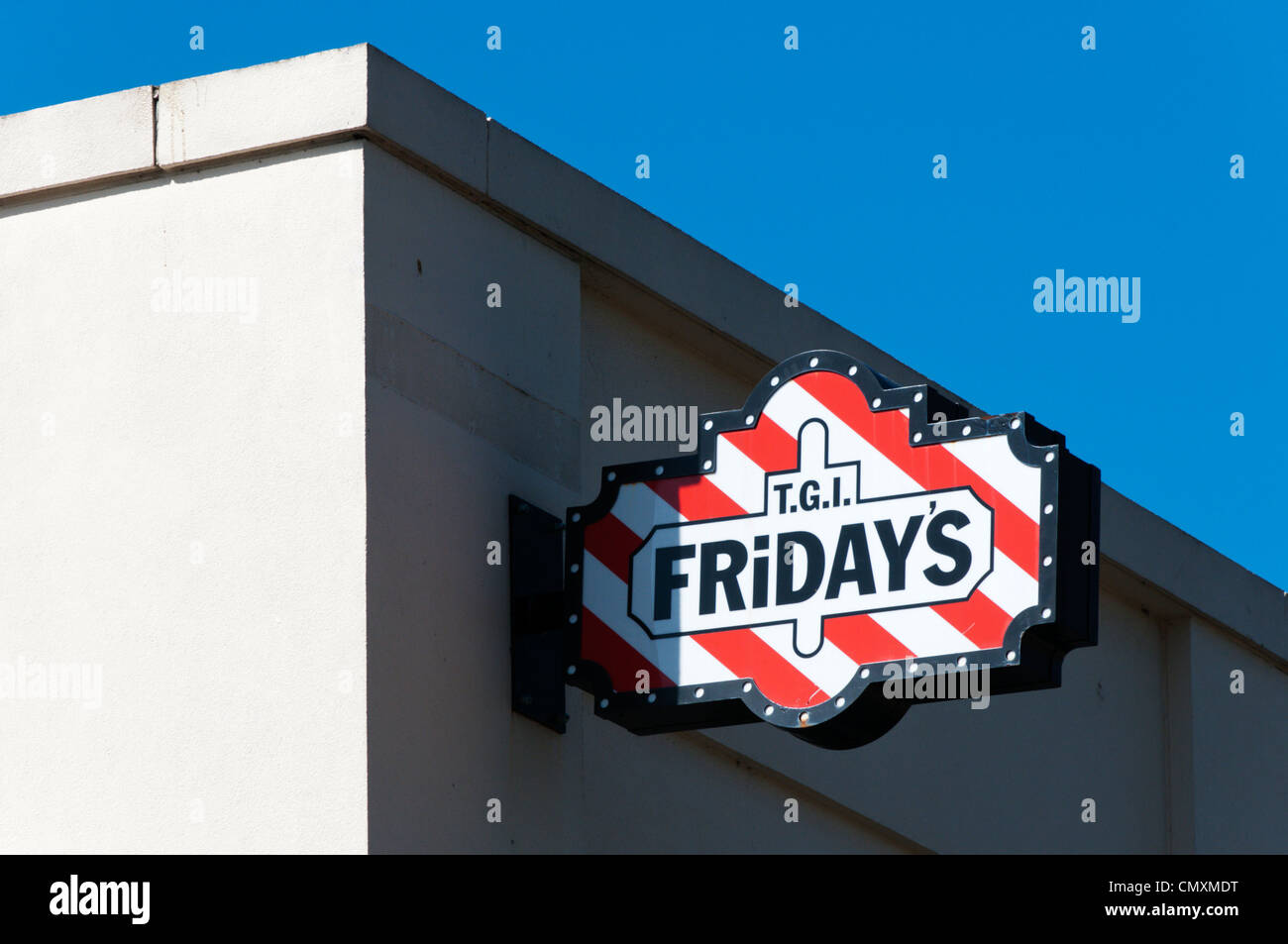 Sign for T.G.I. Friday's restaurant in Croydon, England Stock Photo