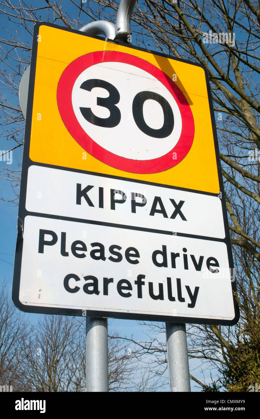 Thirty road sign, Kippax Stock Photo