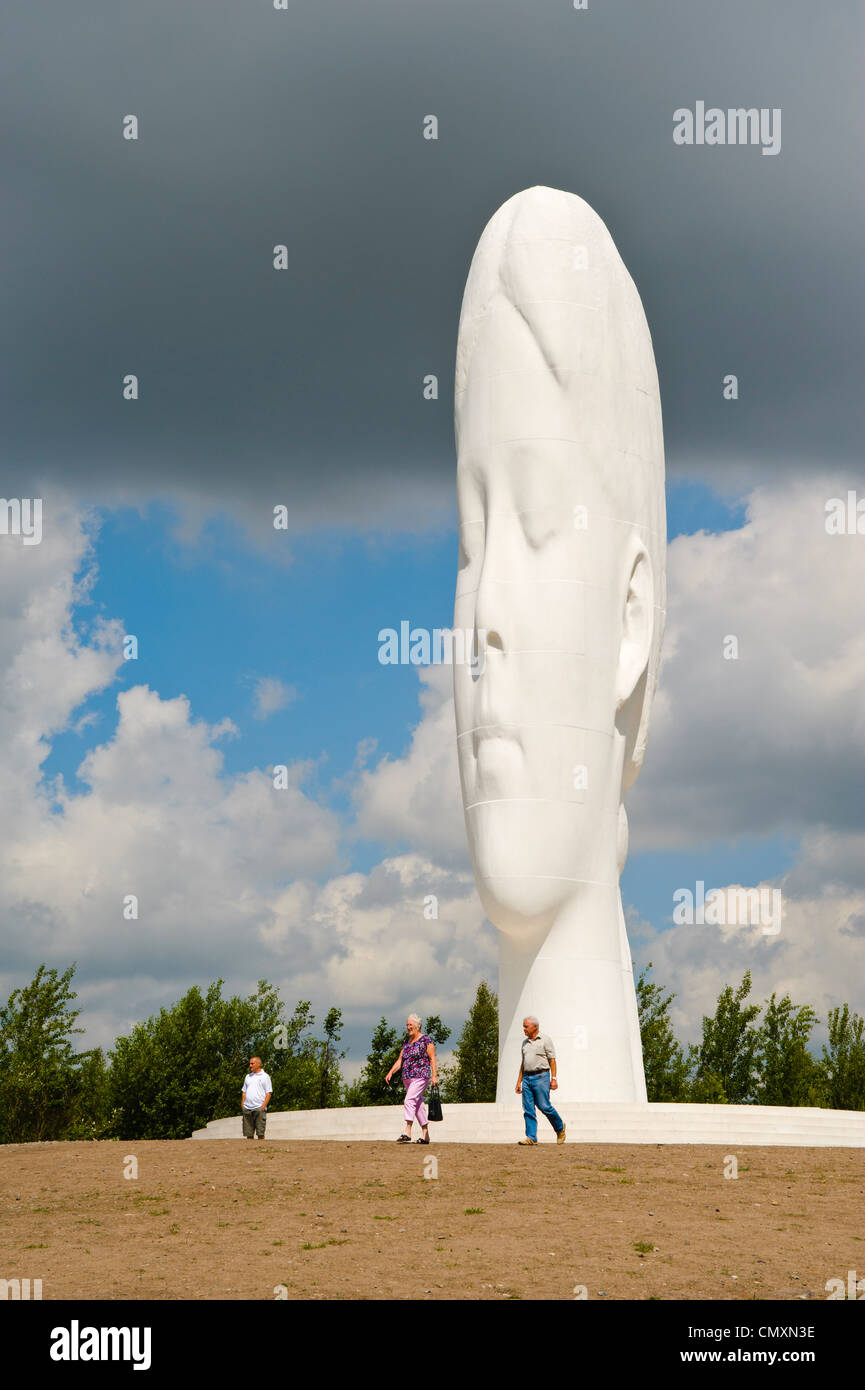 The Dream. 20m high sculpture designed by Jaume Plensa on the site of the former Sutton Manor Colliery in St.Helens Merseyside Stock Photo