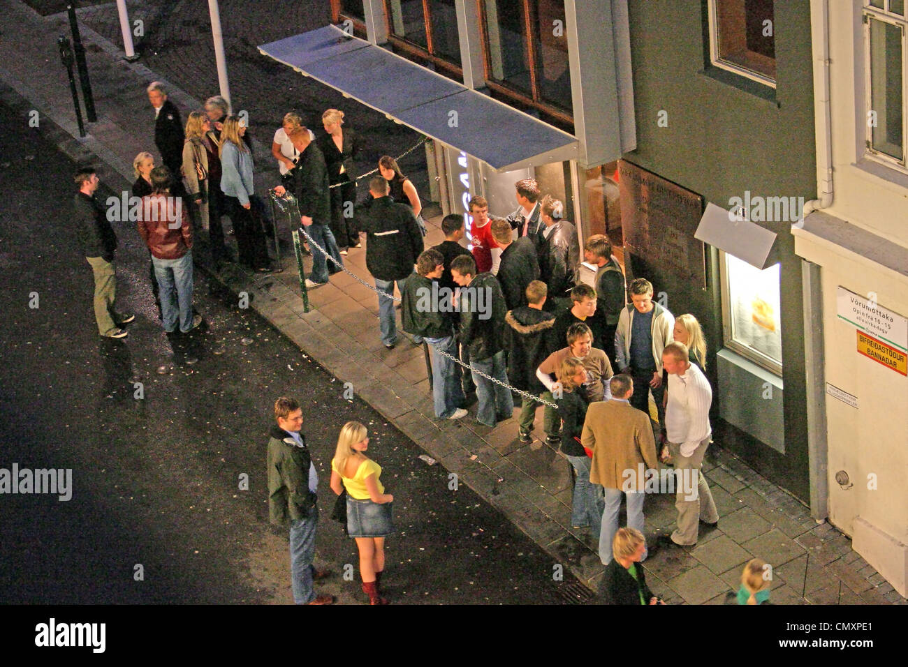 Iceland, Reykjavik, nightlife, Club Vegamot, people queeing Stock Photo