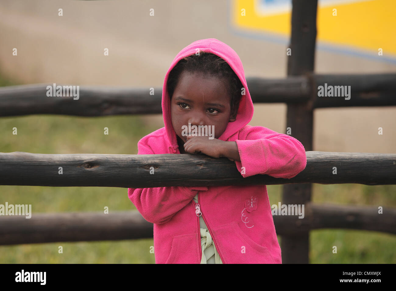 Portrait of Zimbabwean girl in pink hoodie Stock Photo