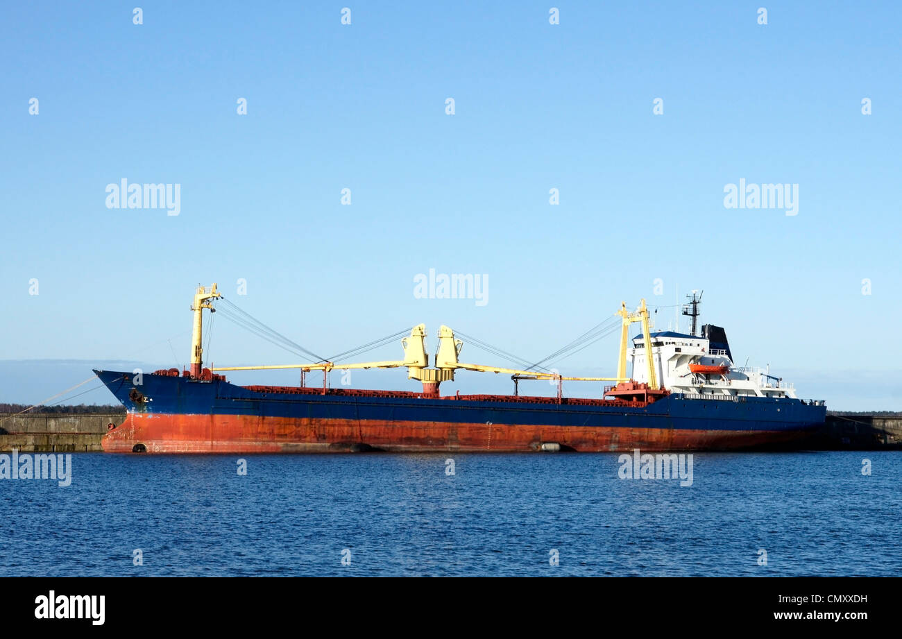 The cargo ship costs at a mooring Stock Photo Alamy