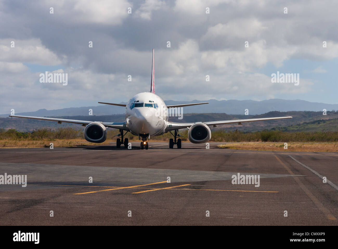 Airplane on the Arrachart airport of Antsiranana (Diego Suarez), north of Madagascar Stock Photo
