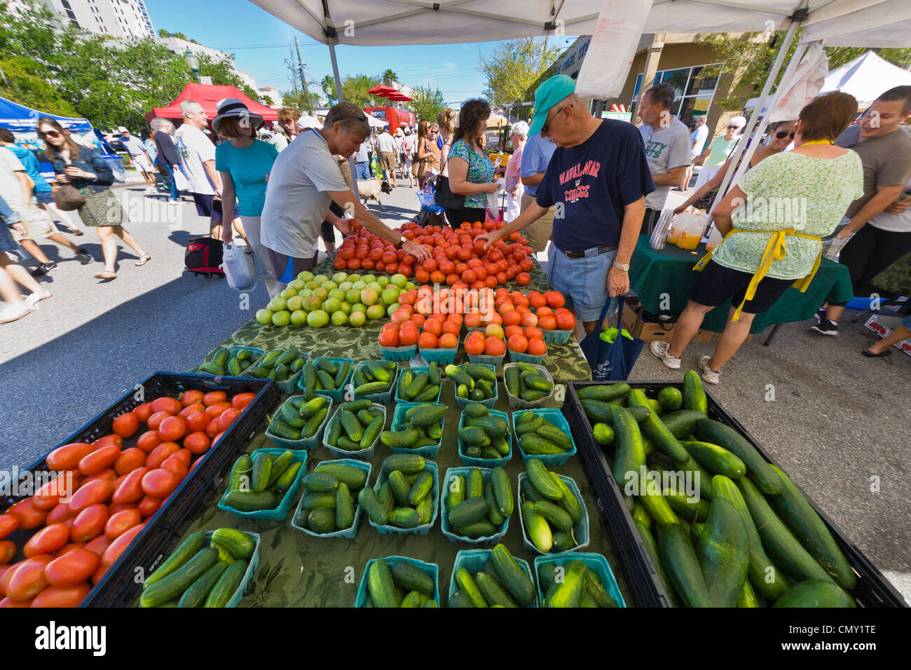 Saturday morning Farmers Market in Downtown Sarasota Florida Stock