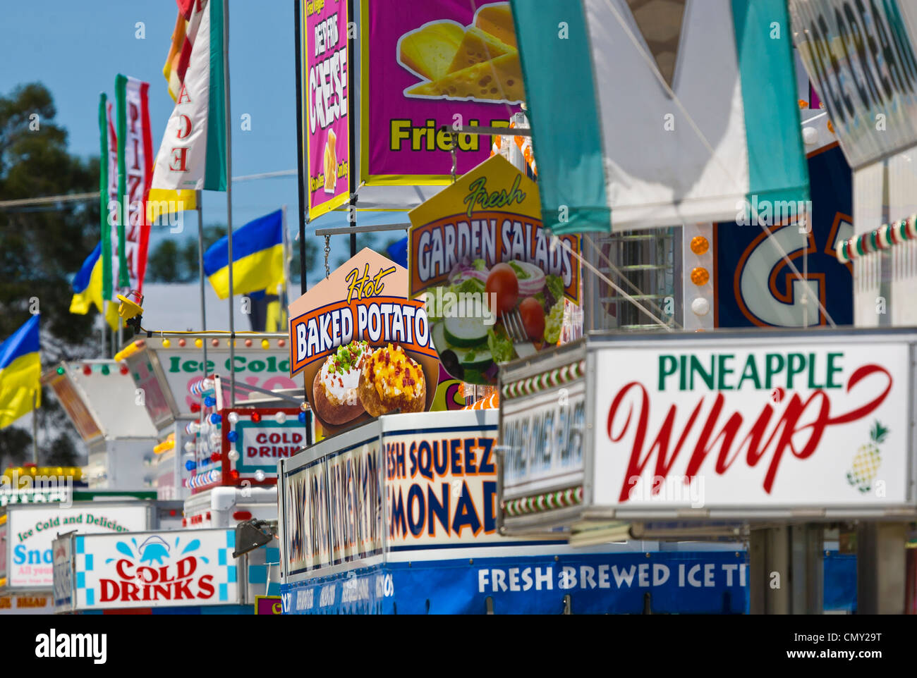 Colorful signs at the Sarasota County Fair in Sarasota Florida Stock