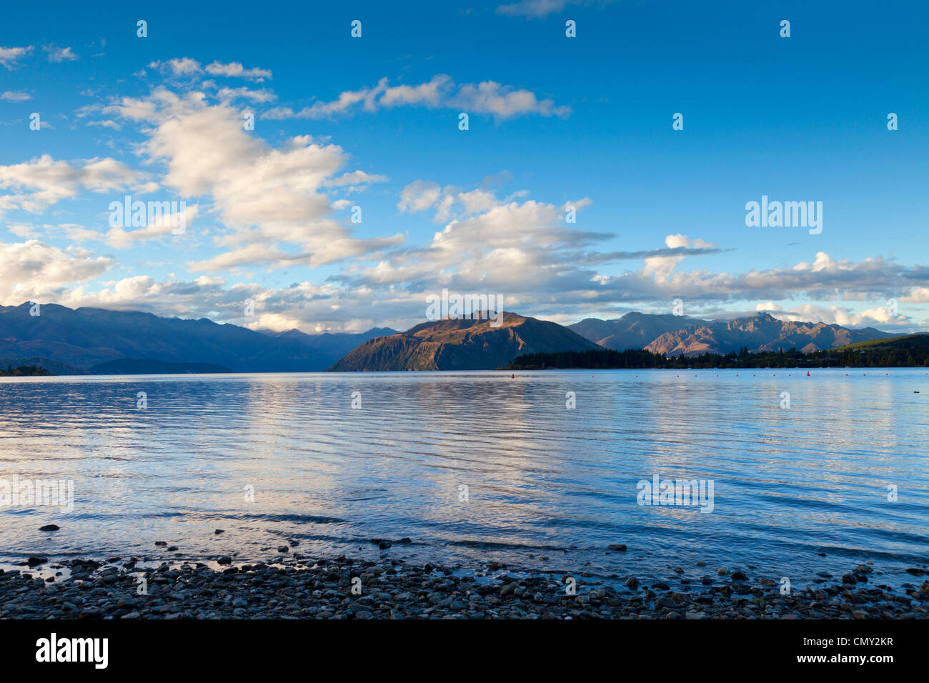 Early evening at Lake Wanaka, Otago, New Zealand. Stock Photo