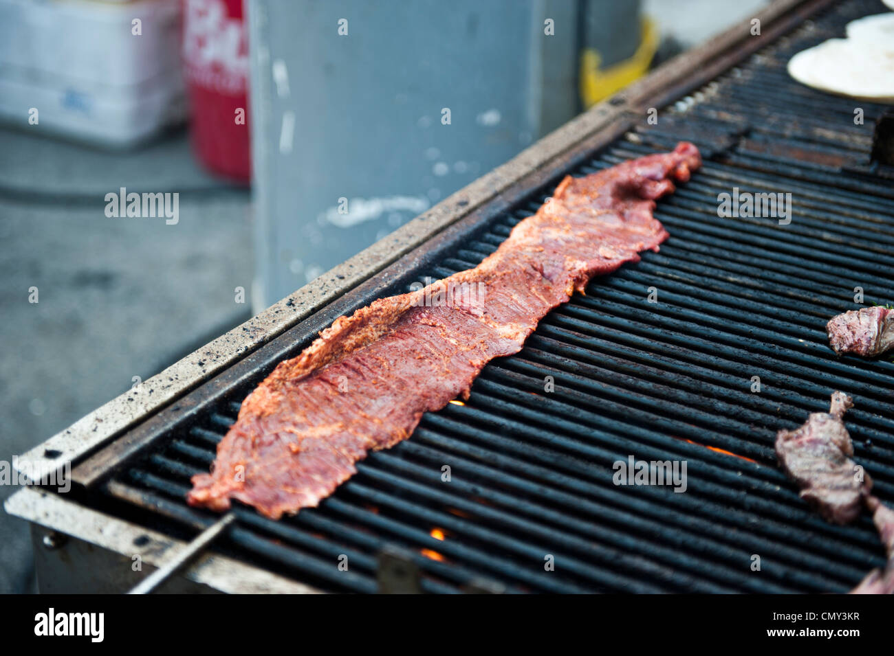 A single shot of a piece of crisp bacon. Stock Photo