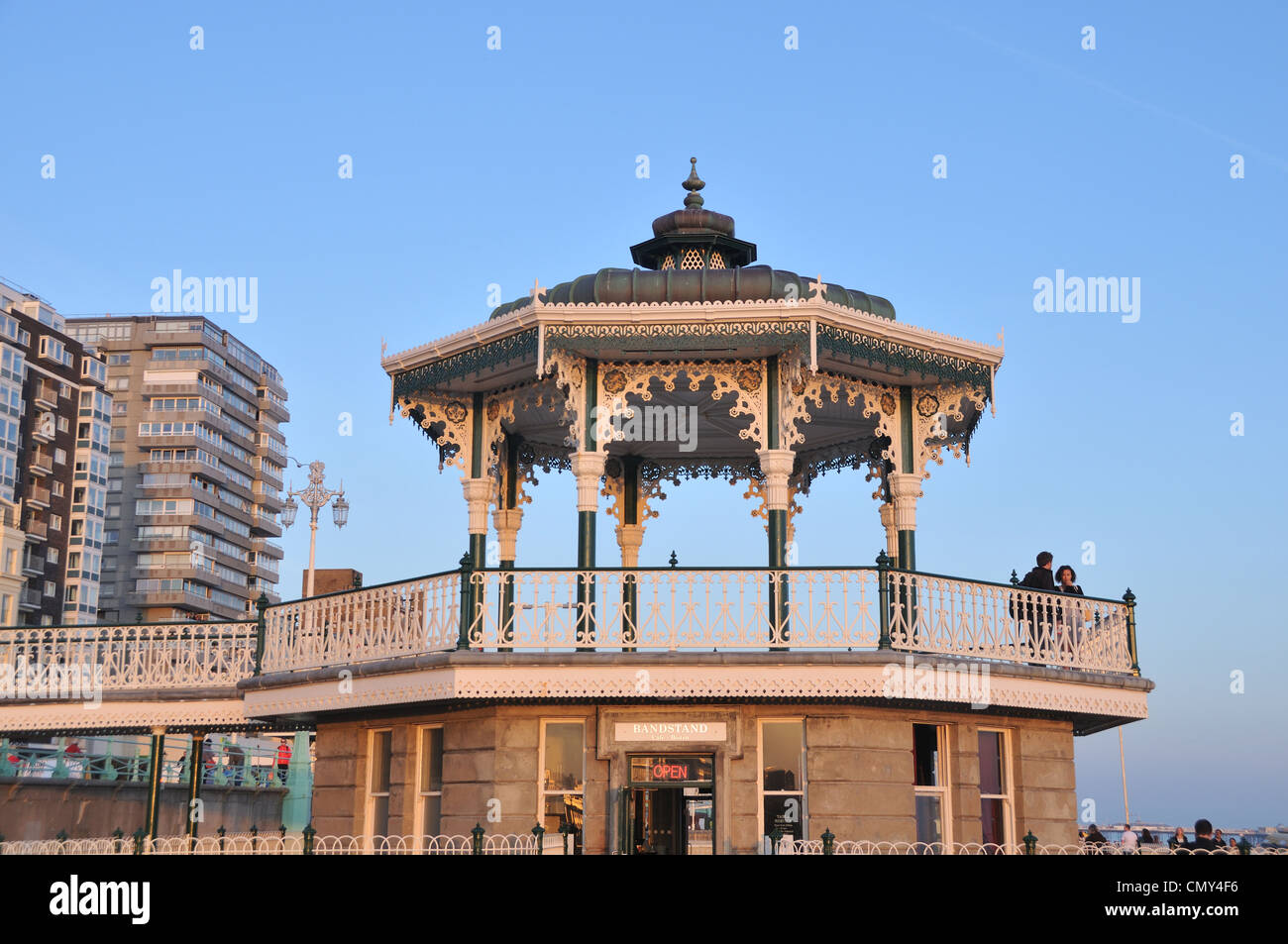 Renovated Victorian Brighton Bandstand (Birdcage) at dusk, Brighton seafront, East Sussex, UK Stock Photo