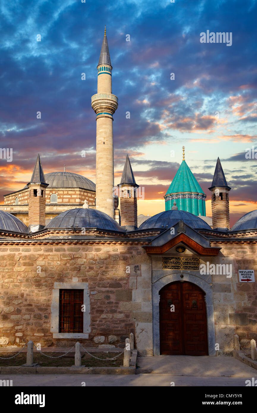 Dervish lodges of the Mevlâna museum, the mausoleum of Jalal ad-Din Muhammad Rumi, Konya Turkey Stock Photo