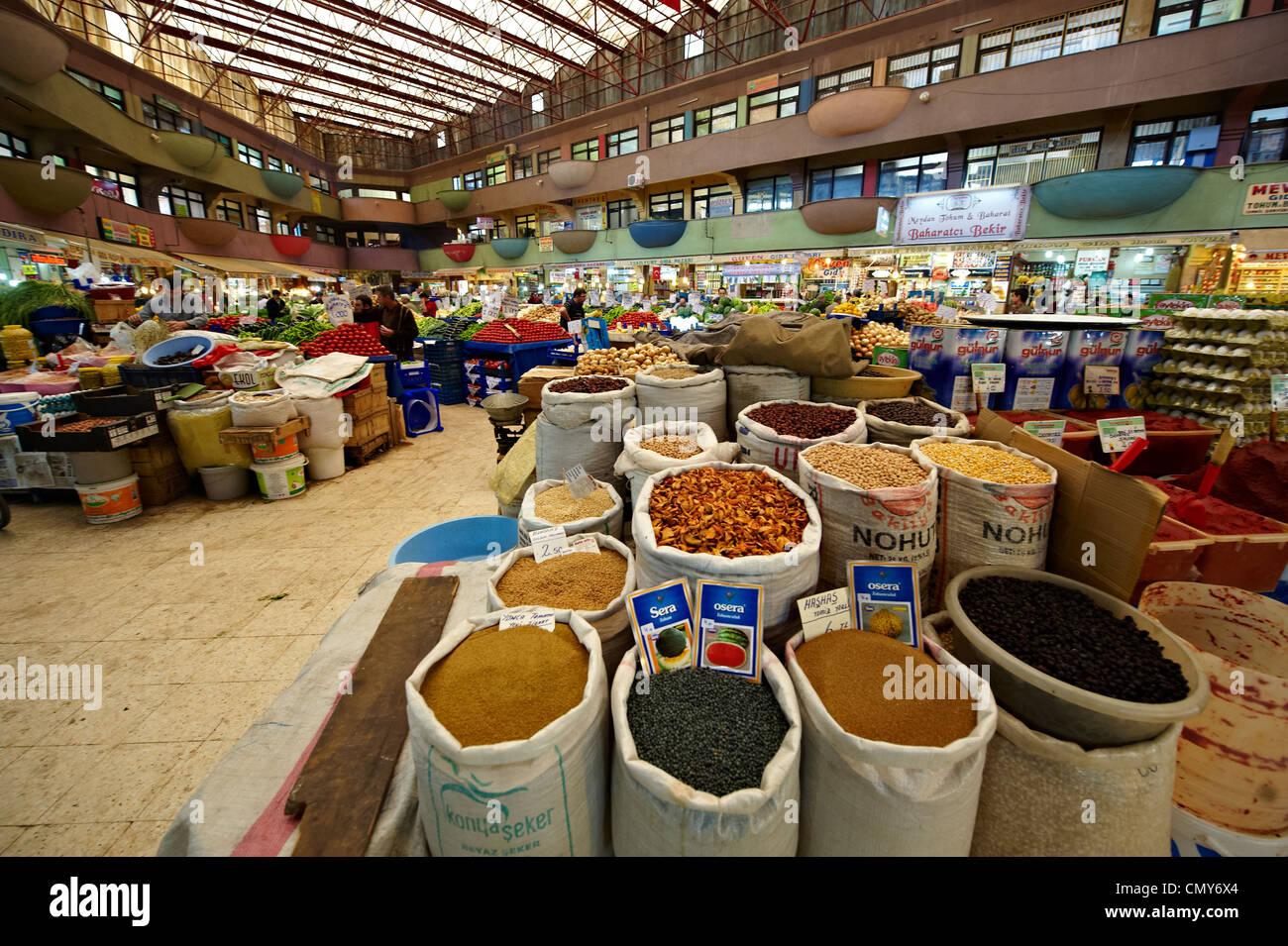 Spice shops of the food Bazaar of Konya, Turkey Stock Photo