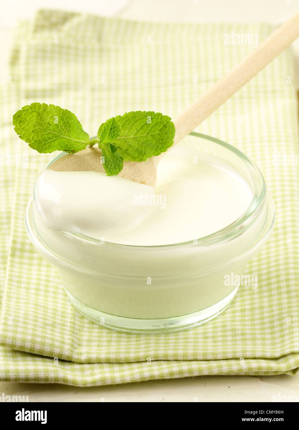 fresh natural yoghurt in glass jar Stock Photo Alamy