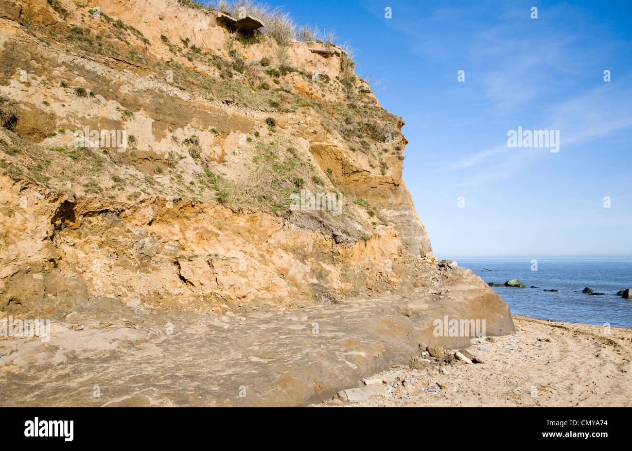 Rapid coastal erosion Happisburgh Norfolk England Stock Photo - Alamy