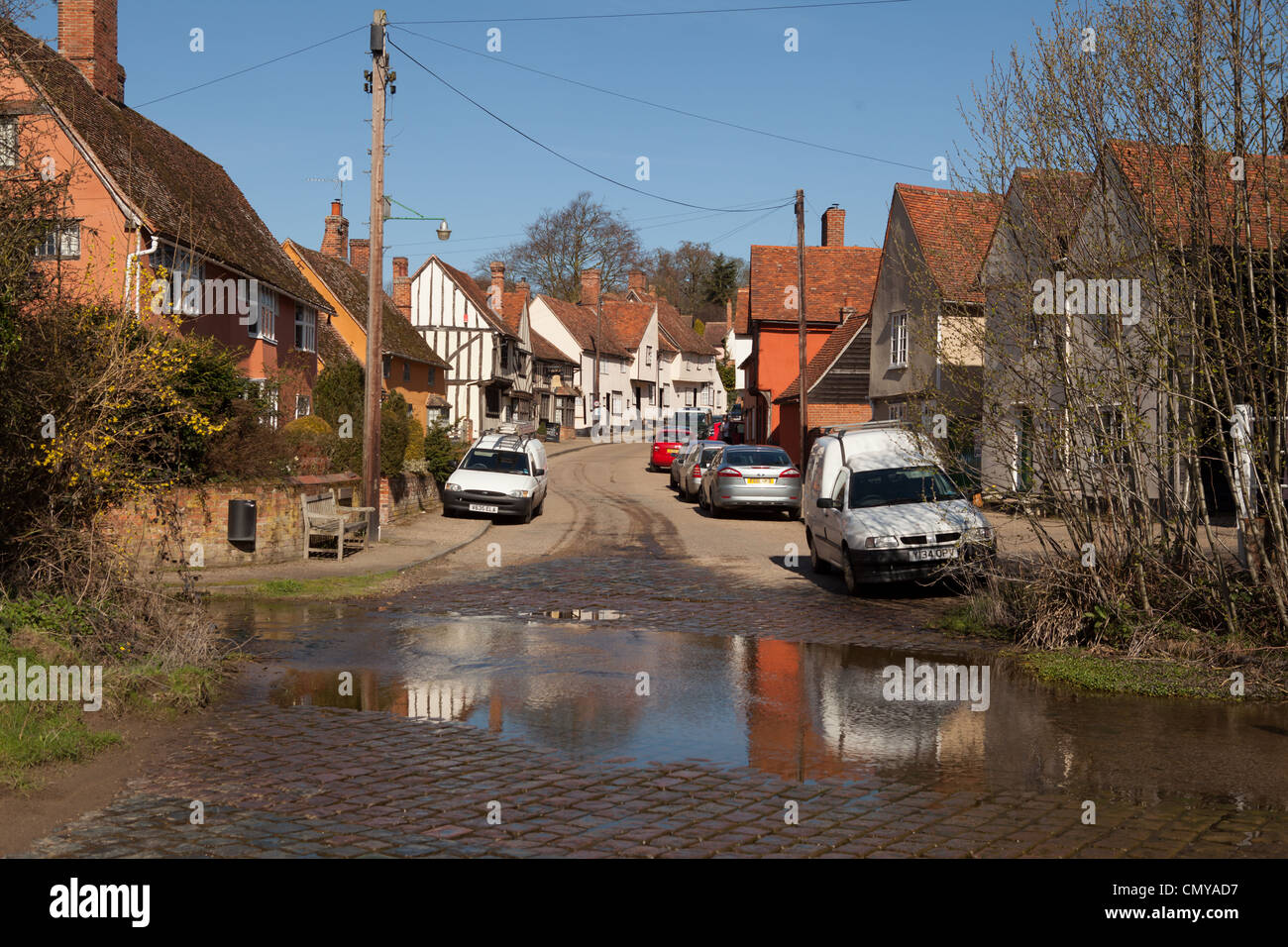 Kersey ford, river running through famous village in Babergh, Suffolk