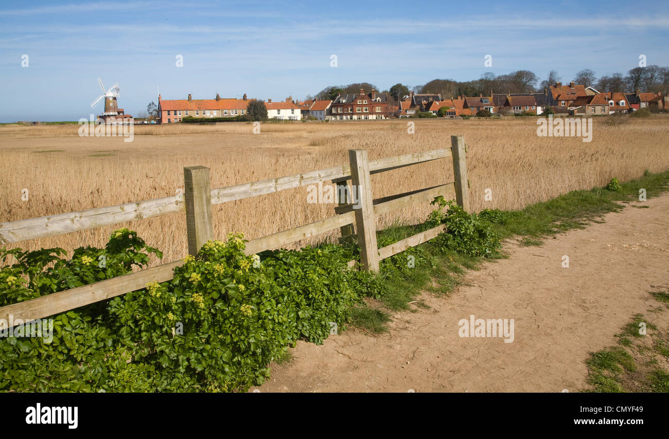 View over reedbeds Cley next the sea, north Norfolk coast, England Stock Photo