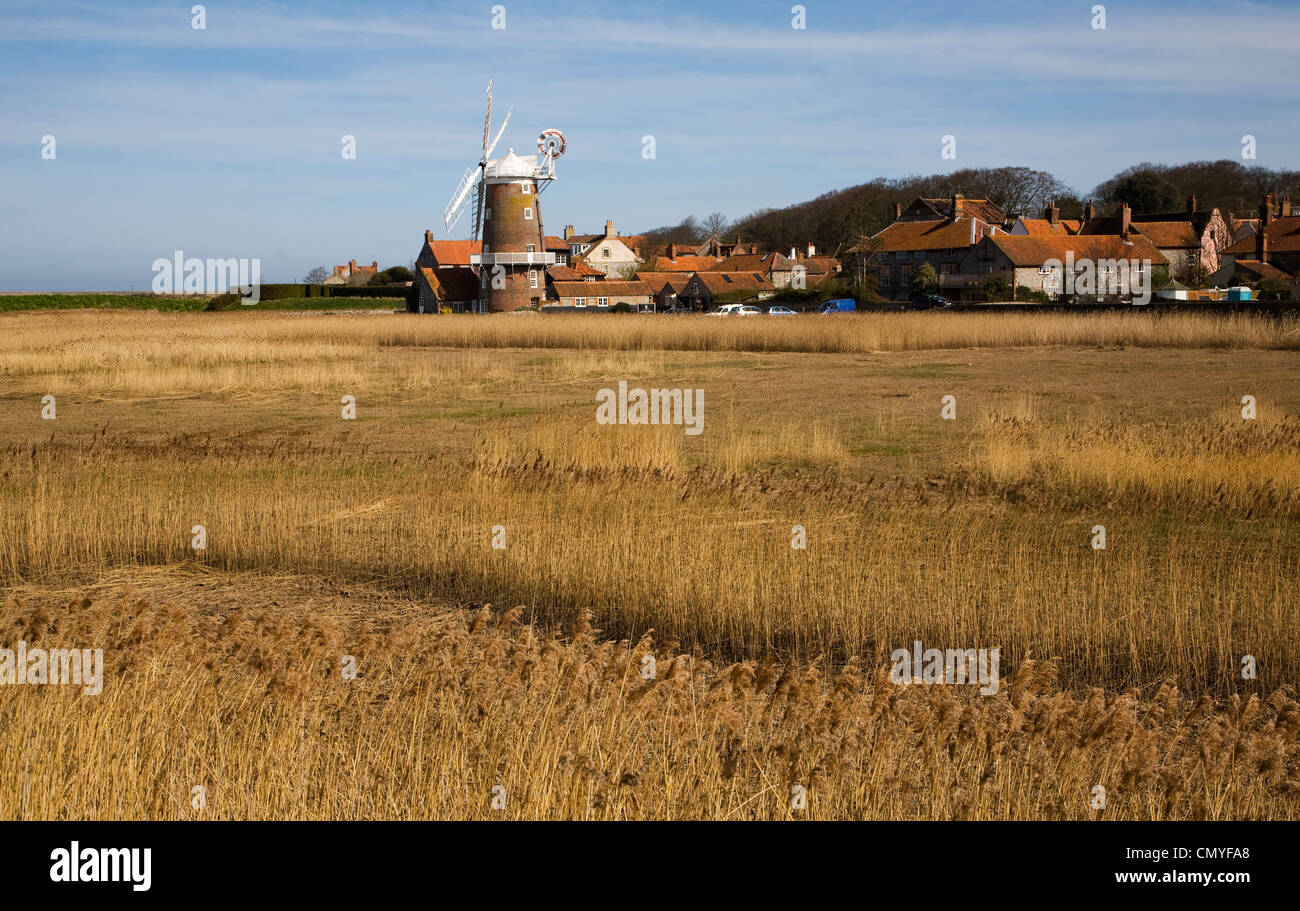 View over reedbeds Cley next the sea, north Norfolk coast, England Stock Photo