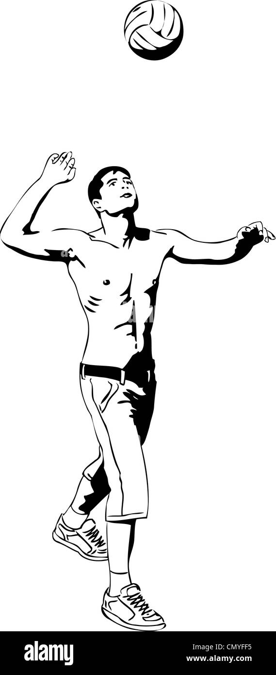 Волейбол черно белый рисунок