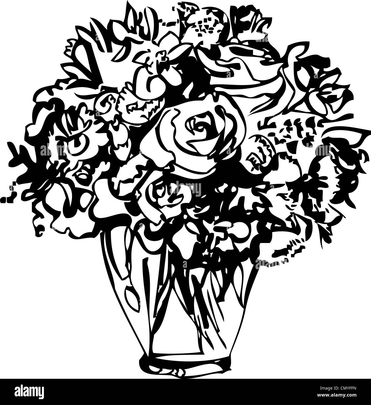 Black And White Picture Roses In A Vase Stock Photo 47318761 Alamy